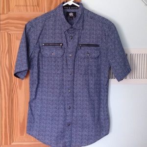 Rock & Republic Blue Mosaic-Style Button-up